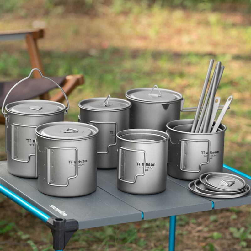 Camping Cooking Cup - Tiartisan extérieur titane léger Portable thé