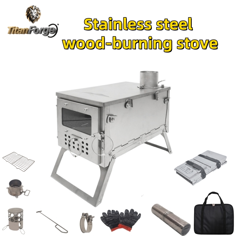Camping Cooking Wood Stove - Poêle à bois pliable, en acier