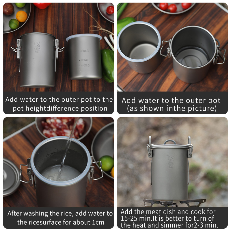 Casserole à riz en titane pur  - Camping Cooking Pot avis et prix